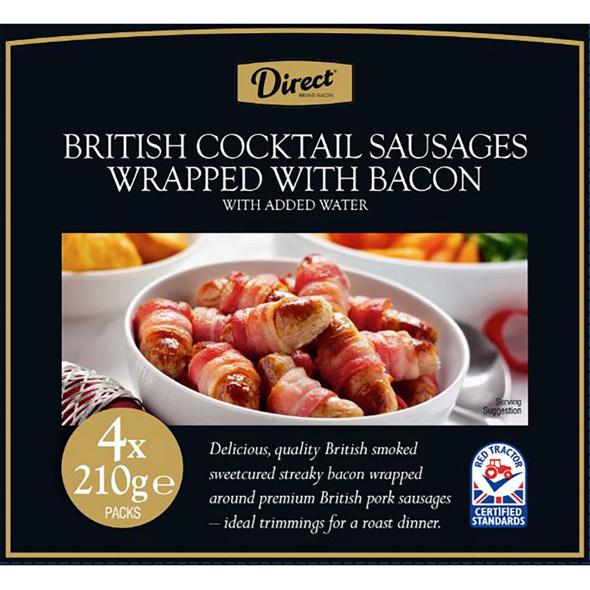 Direct Table British Bacon Wrapped Sausages, 4 x 210g