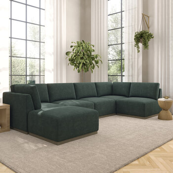Henredon Murphy Green 6 Piece Modular Fabric Sofa