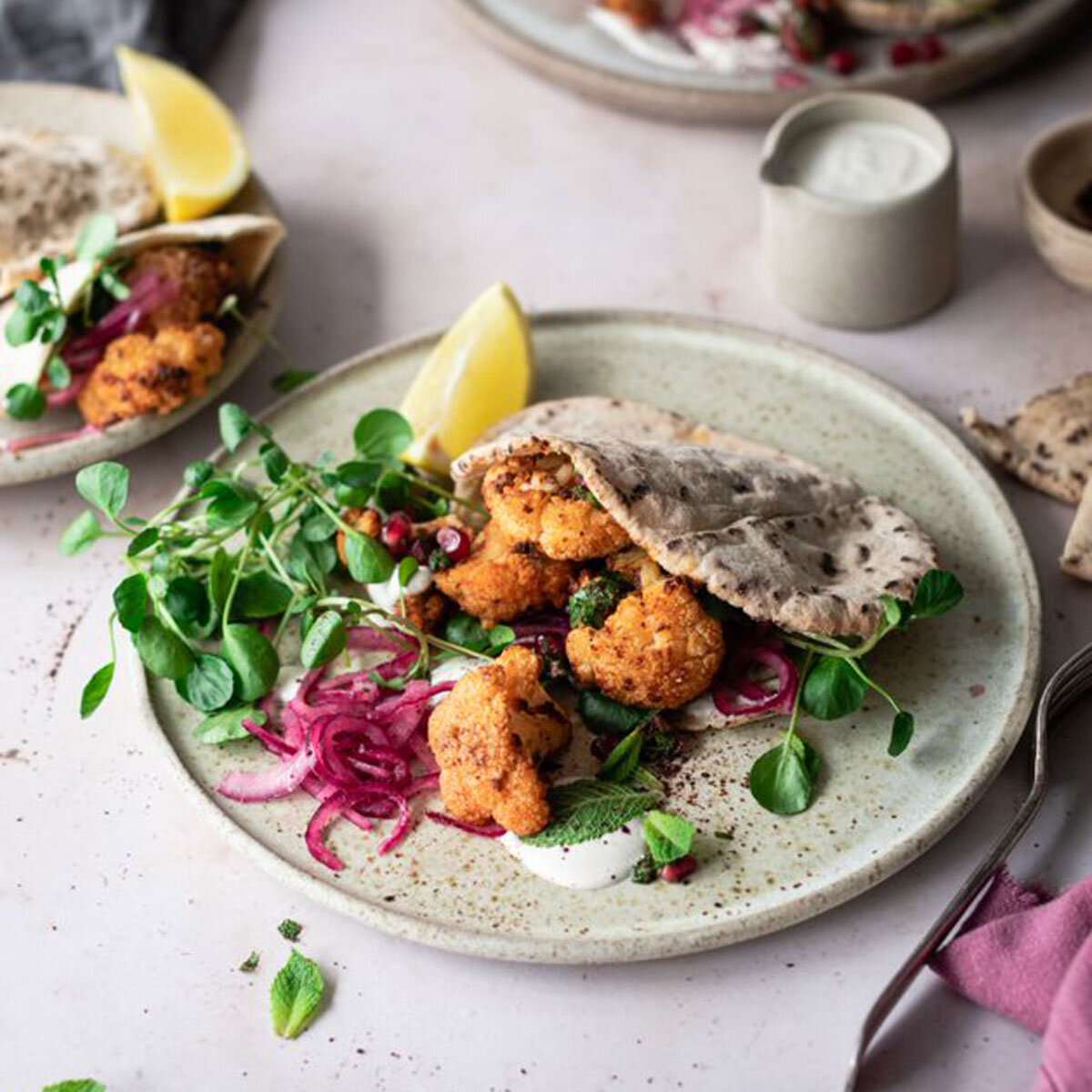 Pitta Bread with Filling on a Plate