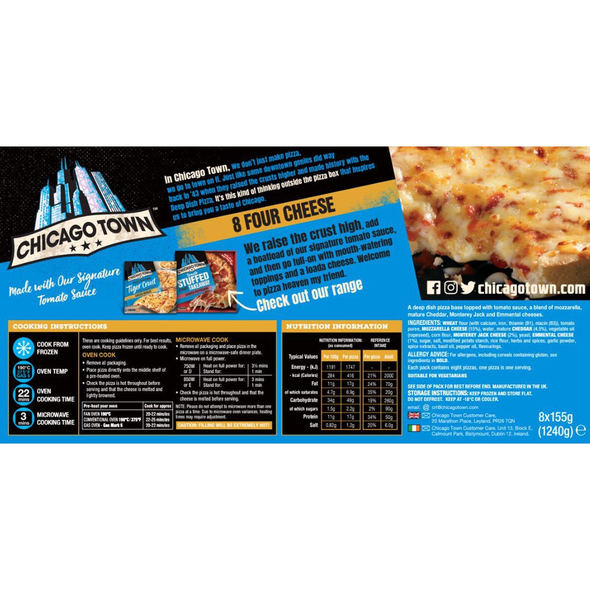 Chicago Town Deep Dish Four Cheese Pizza, 8 x 155g