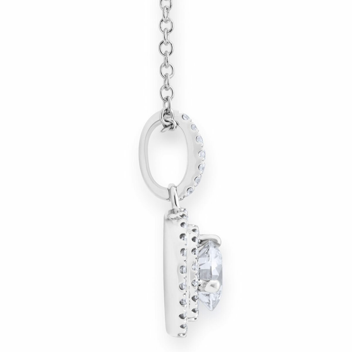 1.00ctw Round Brilliant Cut Diamond Halo Pendant, 18ct White Gold