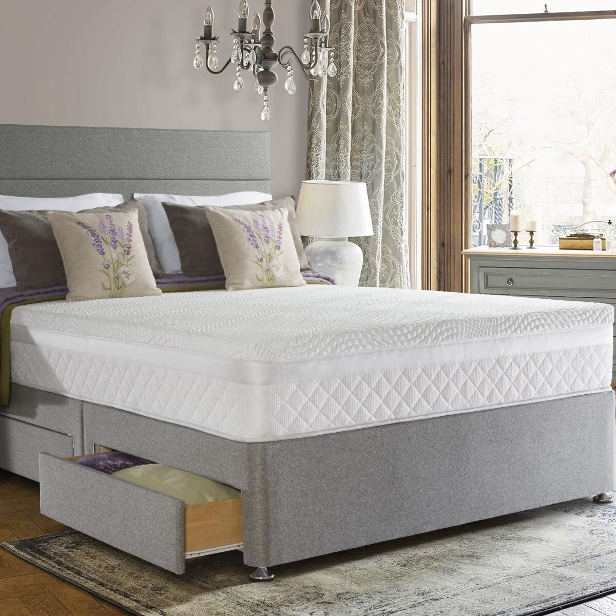 Sealy 1400 Pocket Hybrid Geltex Mattress & Divan in Pebble, Single Costco UK