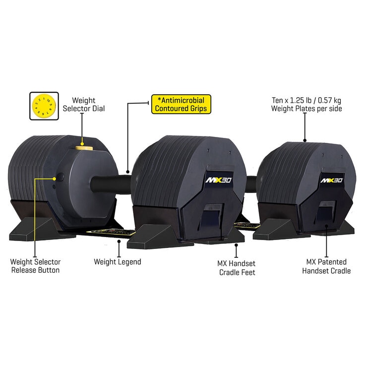 MX Select 30 Selectorised Dumbbells and Weight Cradles MX Select 30 Selectorised Dumbbells and Weight Cradles