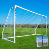 Lifestyle image of the goal with a smaller image showing it folded flat Lifestyle image of the goal with a smaller image showing it folded flat
