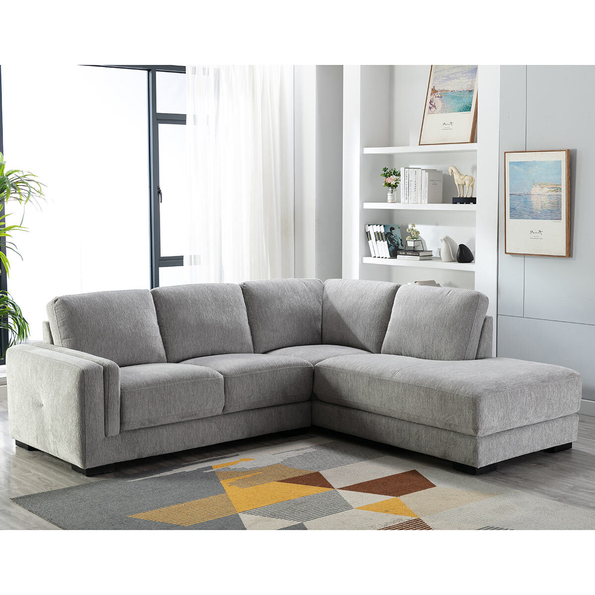 Zoy Sherwood Grey Fabric Sectional Sofa, How Much Fabric To Cover A Sectional Sofa