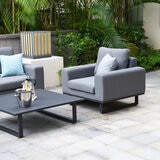 Maze Ethos 4 Piece Deep Seating Patio Set + 10 x 10ft Solar LED Cantilever Umbrella with Base (in Grey)
