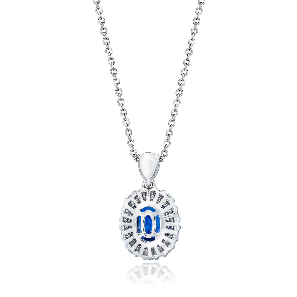 Oval Shaped Blue Sapphire and 0.55ctw Diamond Pendant
