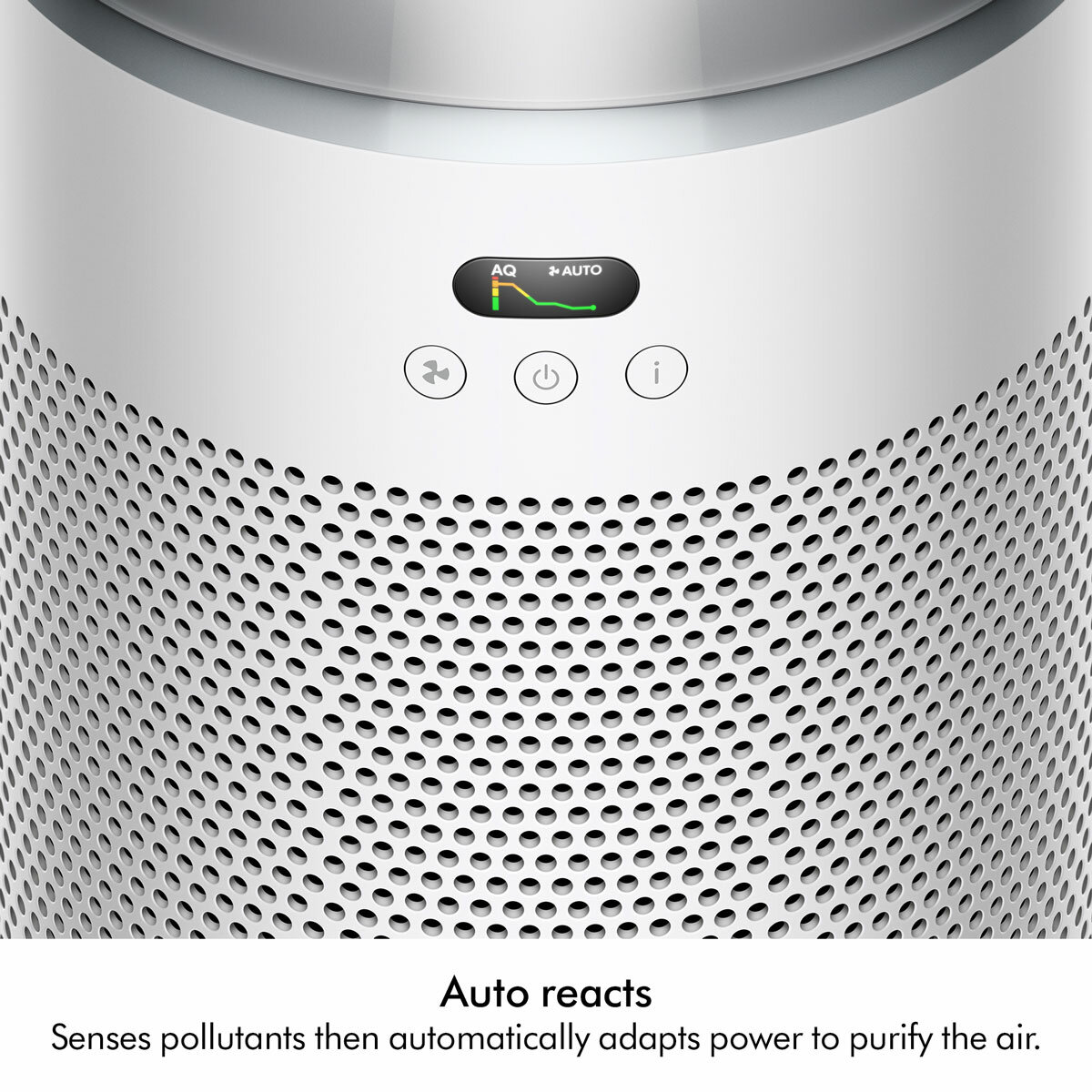 Lifestyle image of  Dyson Hushjet sensing pollutatns and auto adapts power to purify air