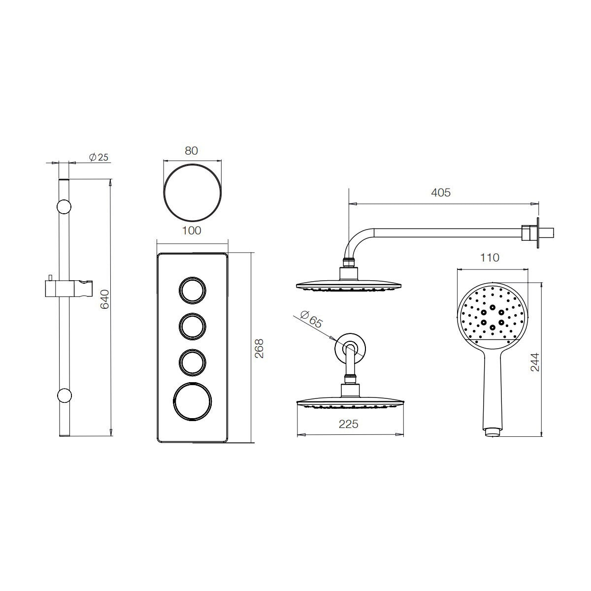 Tavistock Axiom Concealed Three Function Shower With Rail