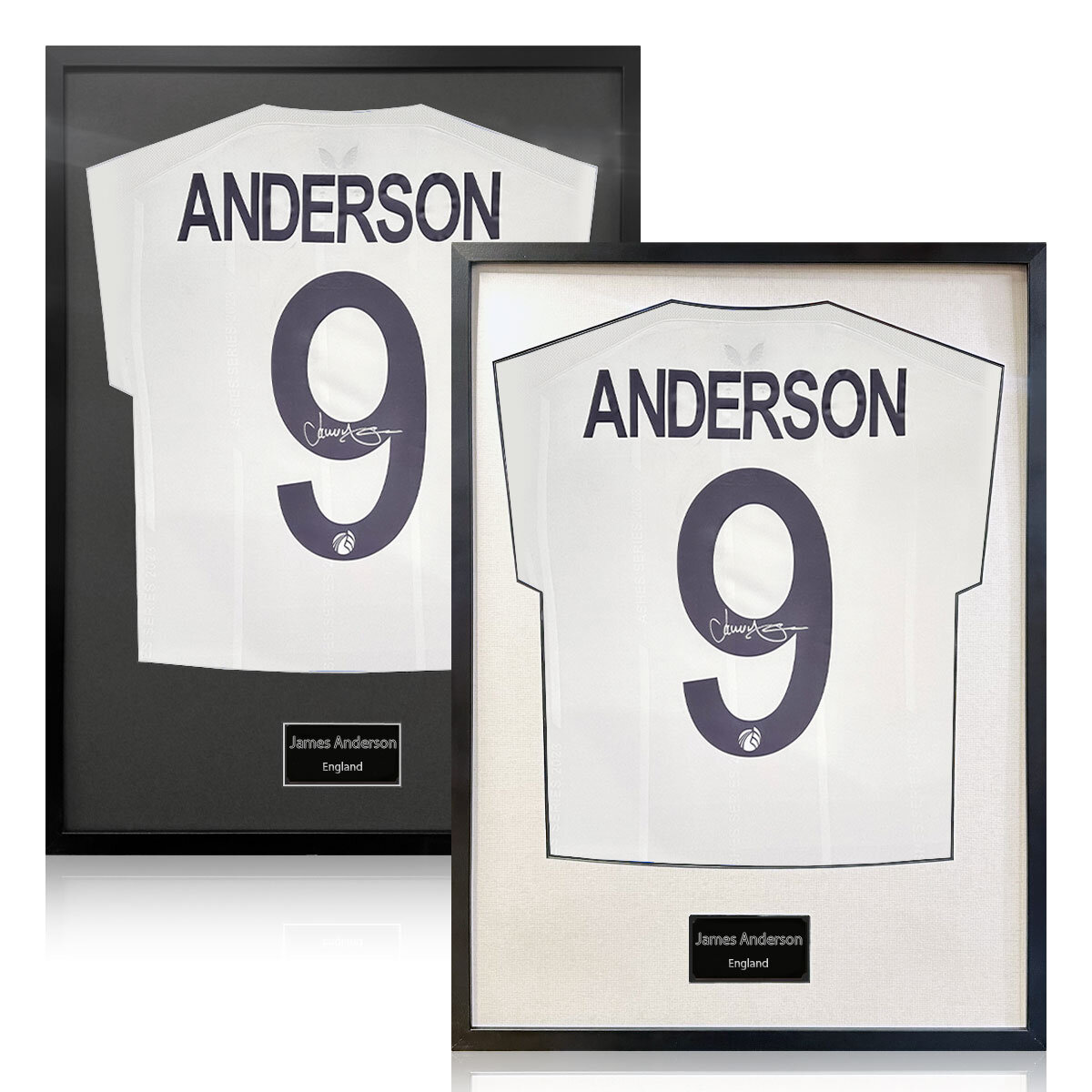 James Anderson Signed Framed England Cricket Shirt in 2 Options: White or Black Mount James Anderson Signed Framed England Cricket Shirt in 2 Options: White or Black Mount