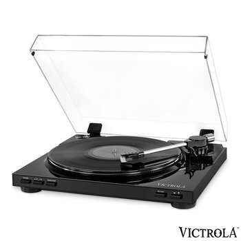 Victrola Pro VPRO-3100-BLK-EU Semi-Automatic Record Player with 2-Speed Turntable in Black