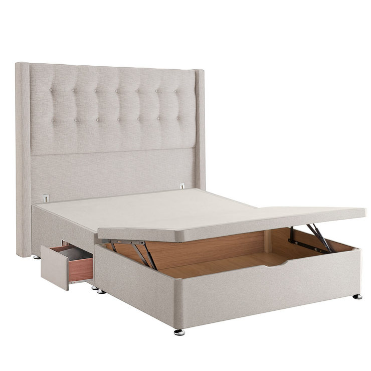 Silentnight Ottoman Divan Base with Bloomsbury Headboard in Dove Grey, Double