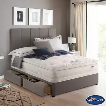 Silentnight Geltex 1850 Mattress & Grey Divan Bed Set in 4 Sizes