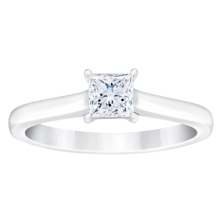 0.50ct Princess Cut Diamond Solitaire Ring, Platinum 0.50ct Princess Cut Diamond Solitaire Ring, Platinum