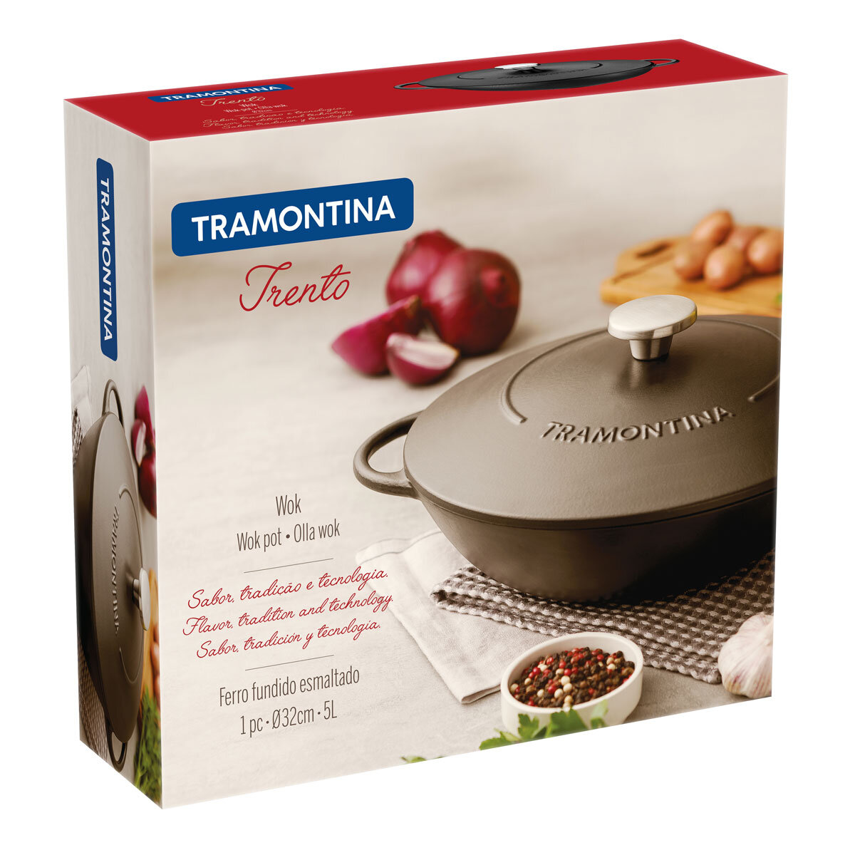 Tramontina Enameled Cast Iron Wok, 32cm / 5.0L