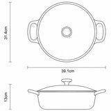 Tramontina Enamel Cast Iron Shallow Casserole Dish, 30cm / 3.8L in Blue