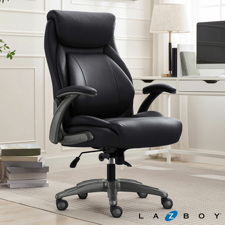 La-Z-Boy Air Lumbar Manager's Office Chair with Flip Up Arms, Black La-Z-Boy Air Lumbar Manager's Office Chair with Flip Up Arms, Black