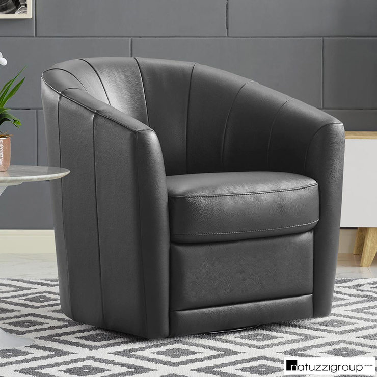 Natuzzi Grey Leather Swivel Accent Chair Costco Uk