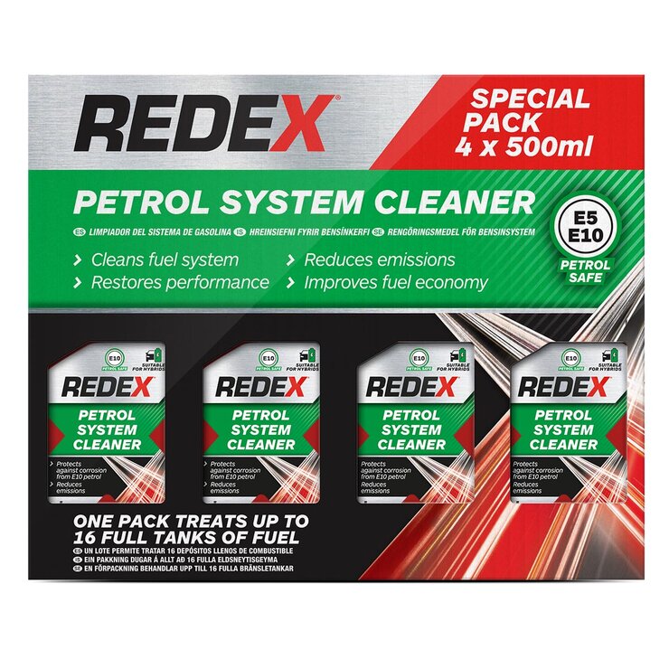 Redex Fuel System Cleaner for Petrol and Diesel Cars, 500ml, 4 Pack