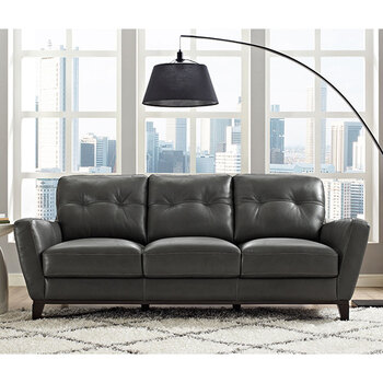 Natuzzigroup Mills Grey Leather 3 Seater Sofa