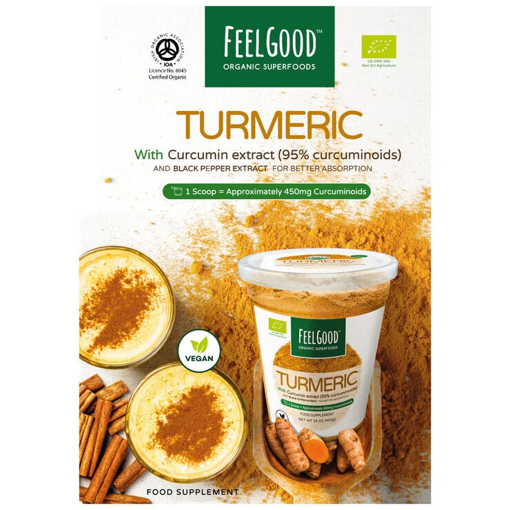 FeelGood Organic Superfoods Fortified Turmeric Powder, 453g Costco UK