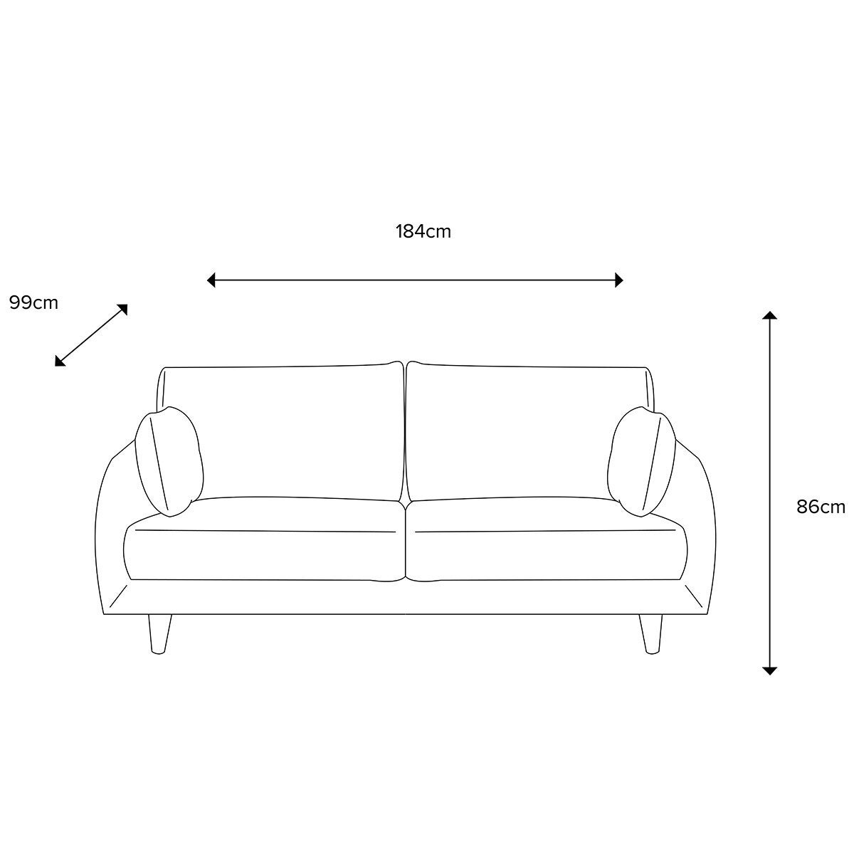 Gallery Oakwood Dark Grey 3 Seater Fabric Sofa