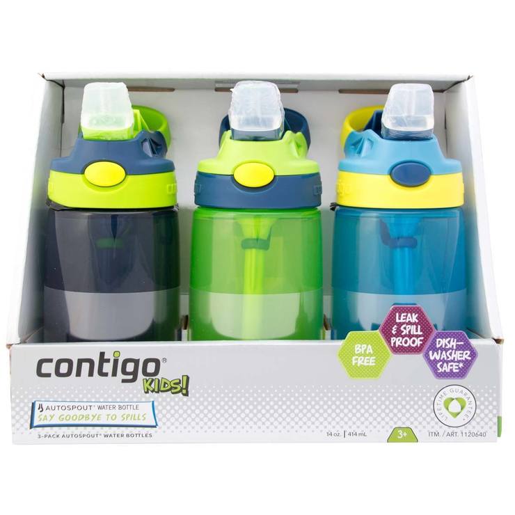 Contigo Gizmo Kids Flip Top Drinks Bottle 3 Pack in 2 Colours Costco UK