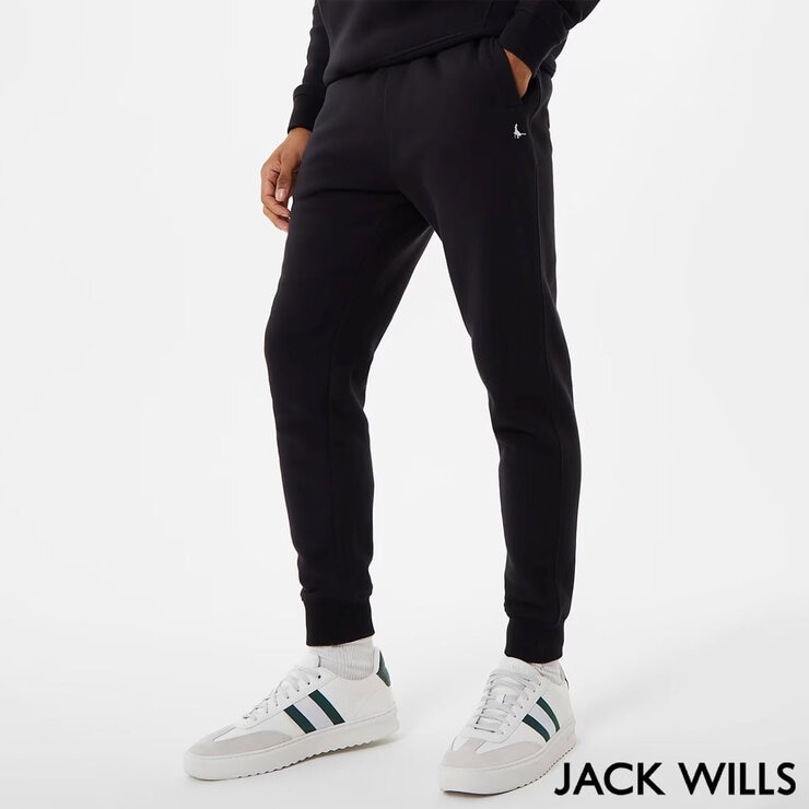 Jack Wills Mens Logo Jogger in Black Jack Wills Mens Logo Jogger in Black