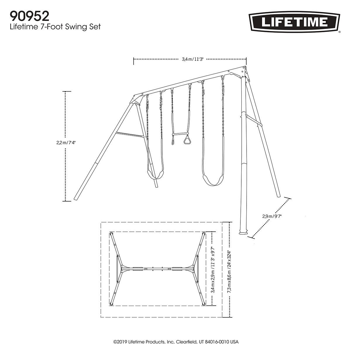 Lifetime 7ft Swing Set (3-12 Years)