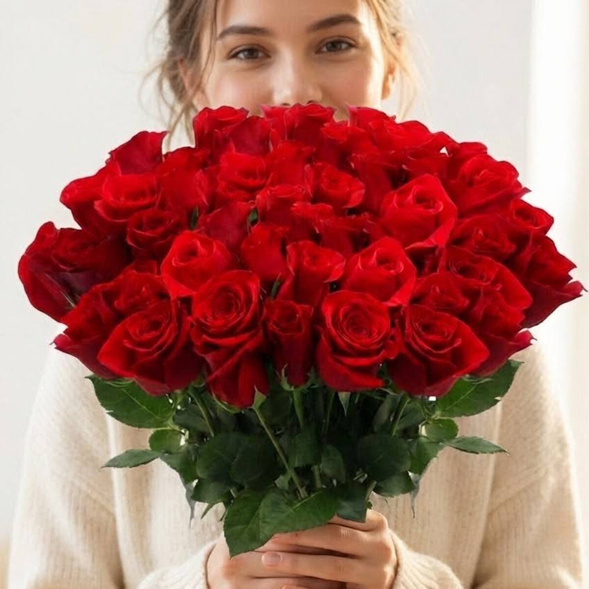 Three Dozen Freedom® Roses Bouquet with Greeting Card