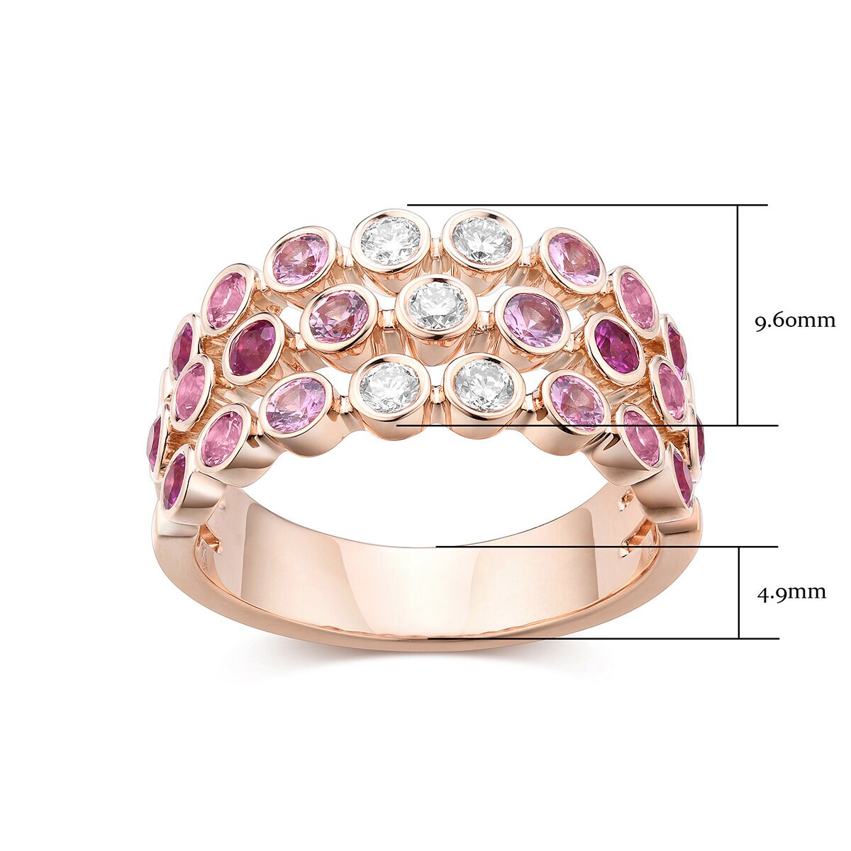 Round Cut Pink Sapphire 0.26ctw Diamond Ring 14ct Rose