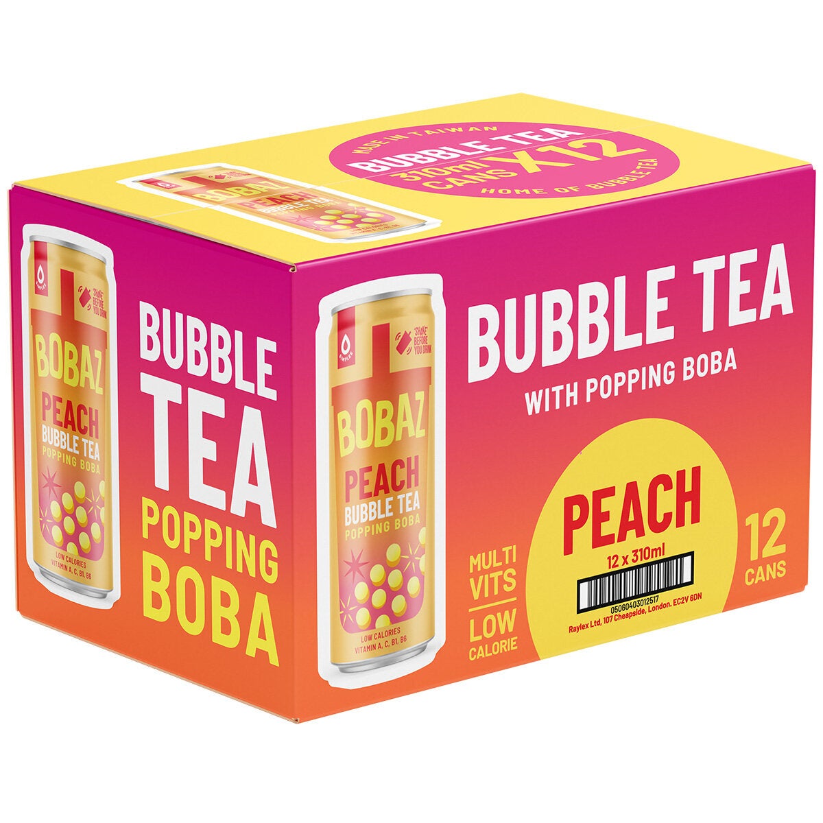 Bobaz Bubble Tea Peach, 12x310ml Bobaz Bubble Tea Peach, 12x310ml