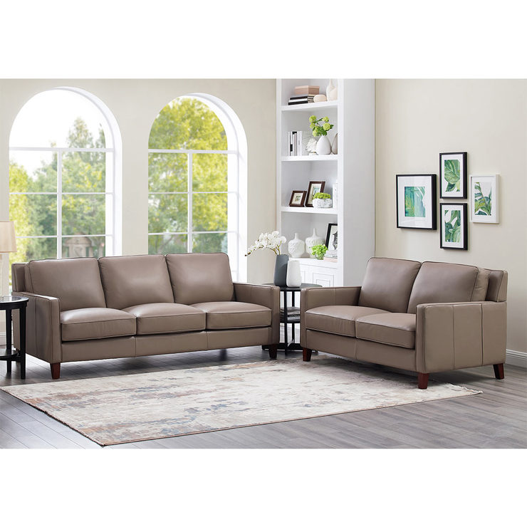 West Park 3 Seater Taupe Leather Sofa Costco UK
