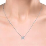 0.50ctw Round Brilliant Cut Diamond Flower Necklace, 14k White Gold