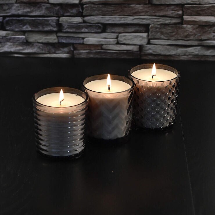 Torc Fragranced Textured Smoked Glass Candles, 3 Pack Costco UK