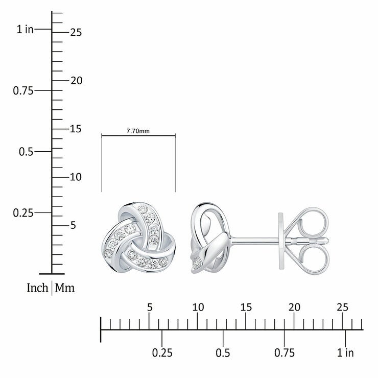 0.15ctw Round Brilliant Cut Diamond Knot Earrings, 14ct White Gold