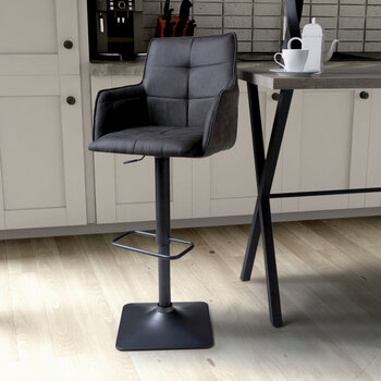 Orion Dark Grey Fabric Bar Stool, 2 Pack