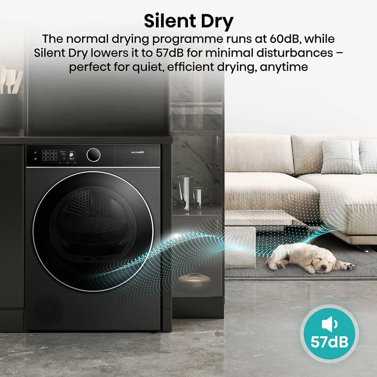 Hisense KitchenFit 5i Series DH5I104BBAB, 10kg Heat Pump Dryer, A+++ Rated in Black