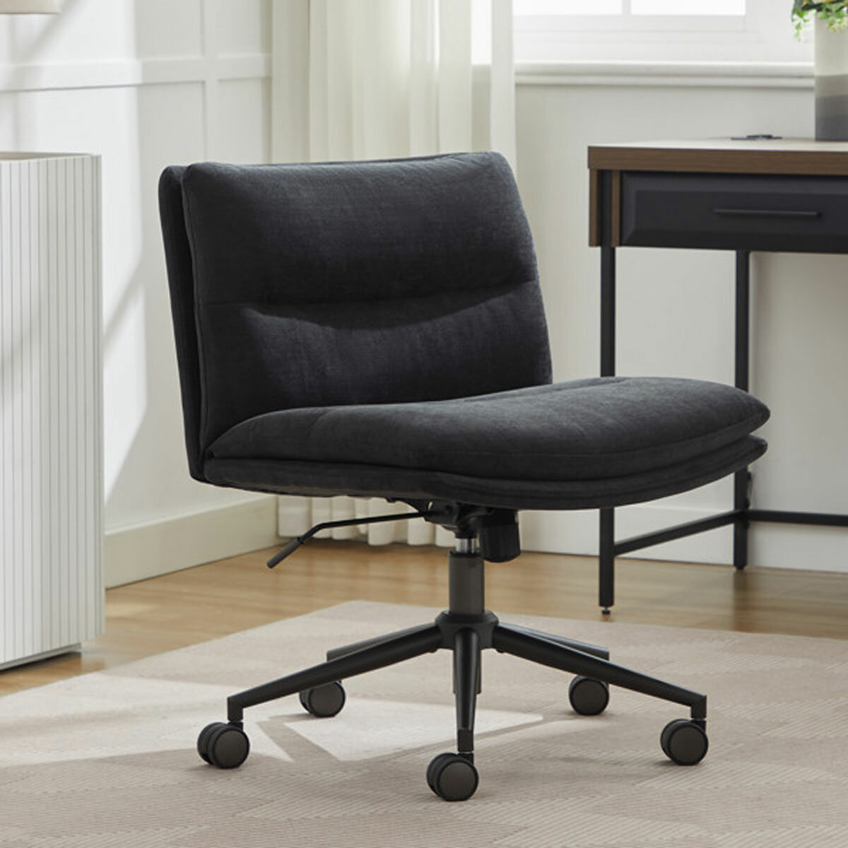 Elle Decor Criss-Cross Wide Office Chair, Black