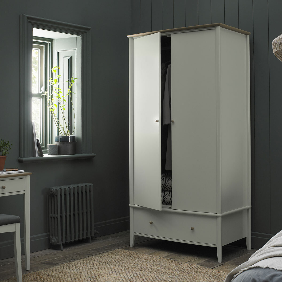 Bentley Designs Whitby Scandi Oak & Soft Grey Double Wardrobe