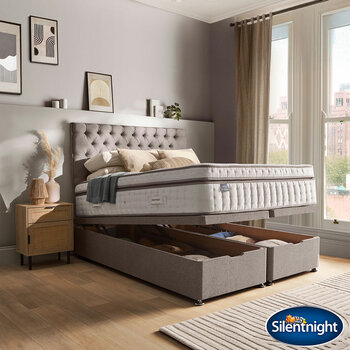 Silentnight Full Ottoman Divan Base with Eden Headboard in 2 Colours & 3 Sizes