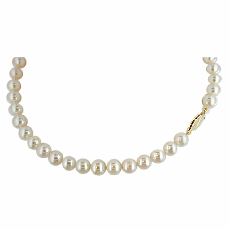 7-7.5mm Cultured Freshwater White Pearl Necklace, 14ct Yellow Gold