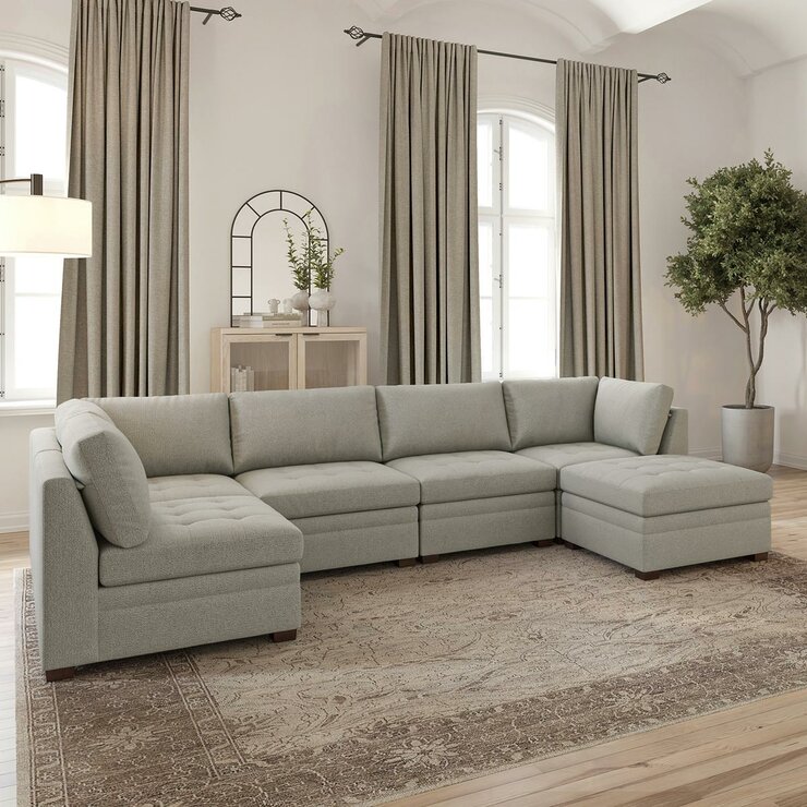 Thomasville Tisdale Beige 6 Piece Modular Fabric Sofa