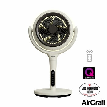 Aircraft Lume Midi LUMEMIDI-W Ultra Quiet Air Ciculator Table Fan with Remote & Dimmable LED Lighting in White