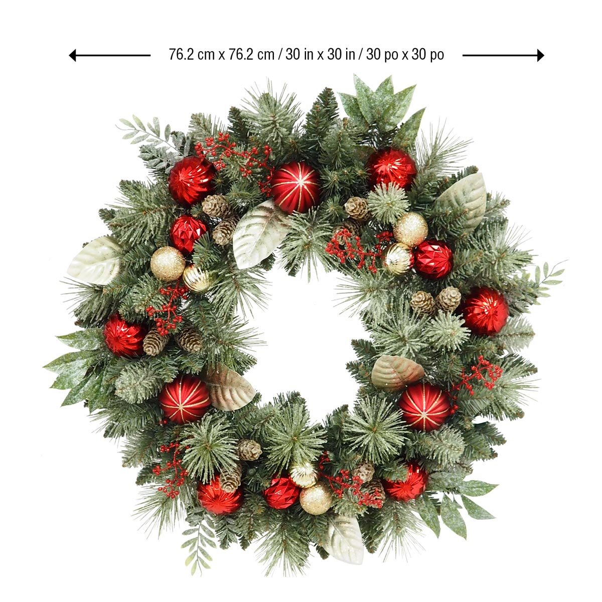 Buy 30in Wreath in Red & Gold Dimensions Image at Costco.co.uk