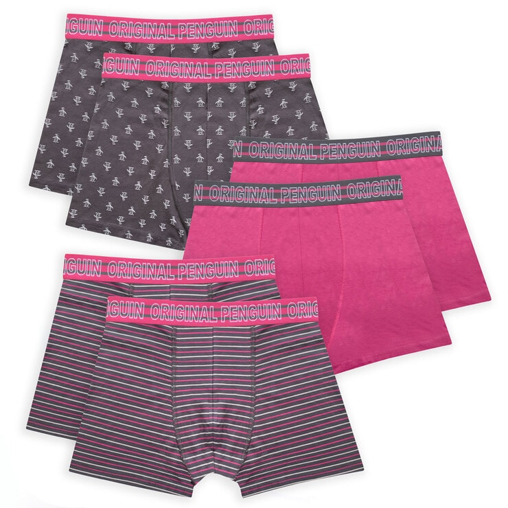 Original Penguin Men's 6 Pack Boxer Shorts in Grey and Pink, 4 Sizes Costco UK