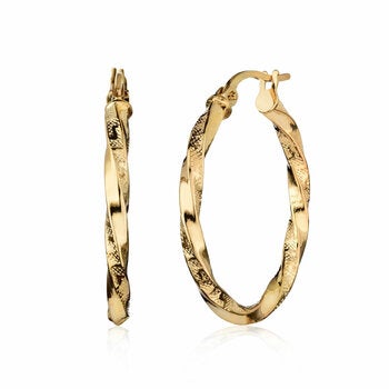 14ct Yellow Gold Twist Hoop Earrings