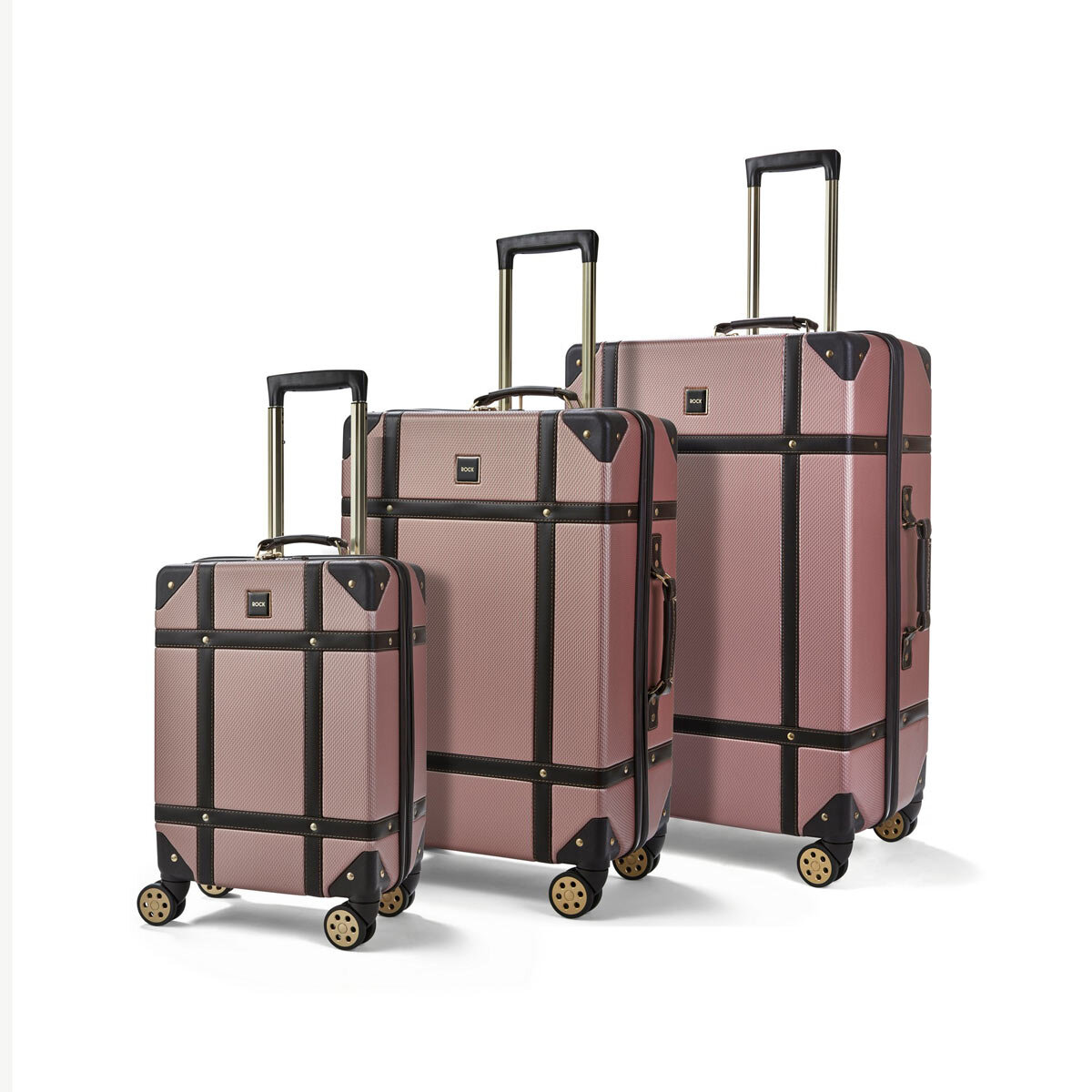 Rock Vintage 3 Piece Hardside Luggage Set in 3 Colours