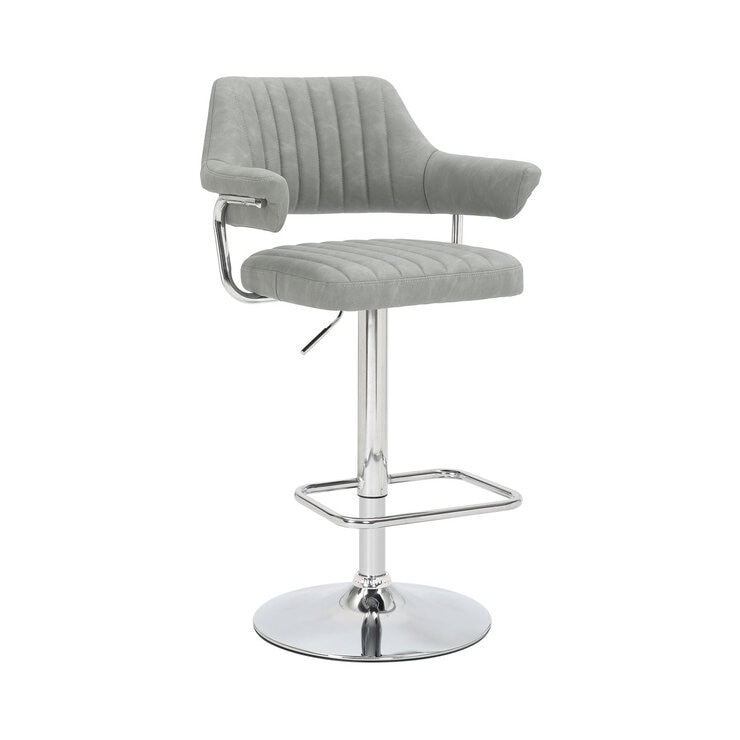 Cortez Light Grey Faux Leather Bar Stool, 2 Pack