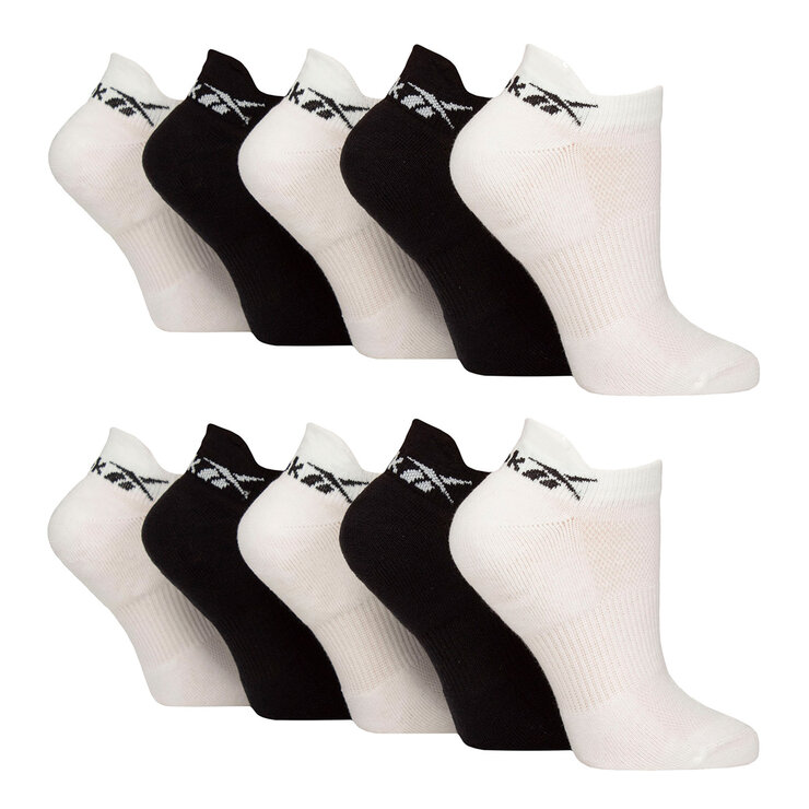 Reebok Ladies Low Cut Sock 10 Pack in Black/White